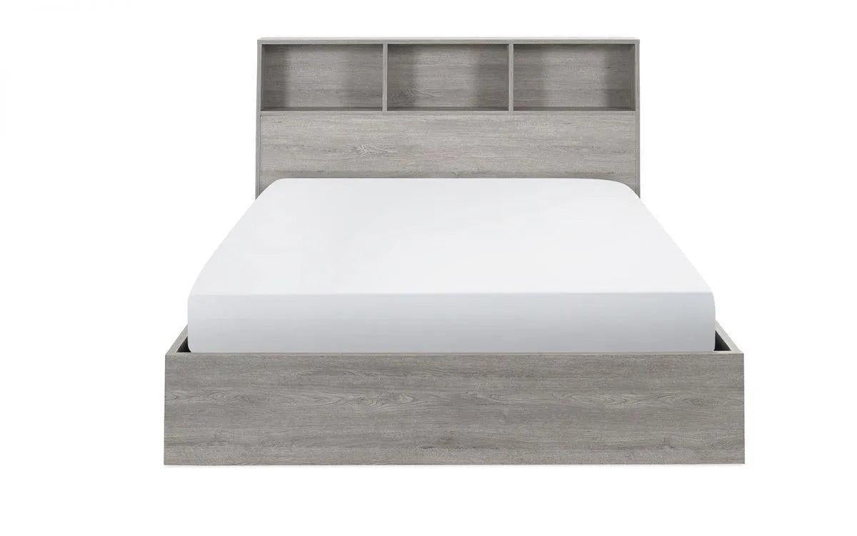Bali Grey Oak Wooden Bookcase Ottoman Storage Bed
