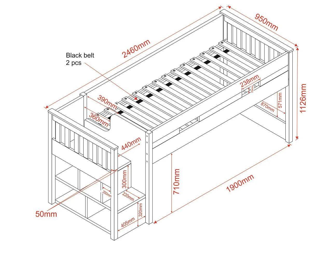 Charlie Staircase White Mid Sleeper Bed