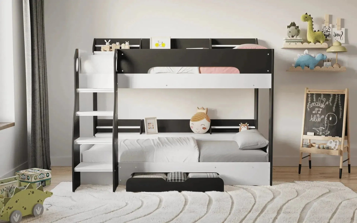 Flick Bunk Bed with Storage Drawer & Shelves