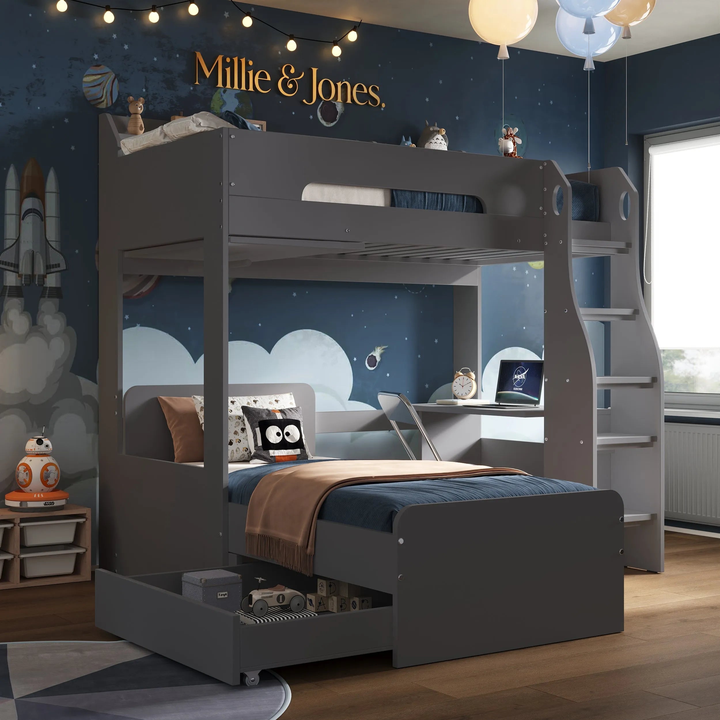 Galaxy L Shaped Bunk Bed – Millie Jones - Main Image