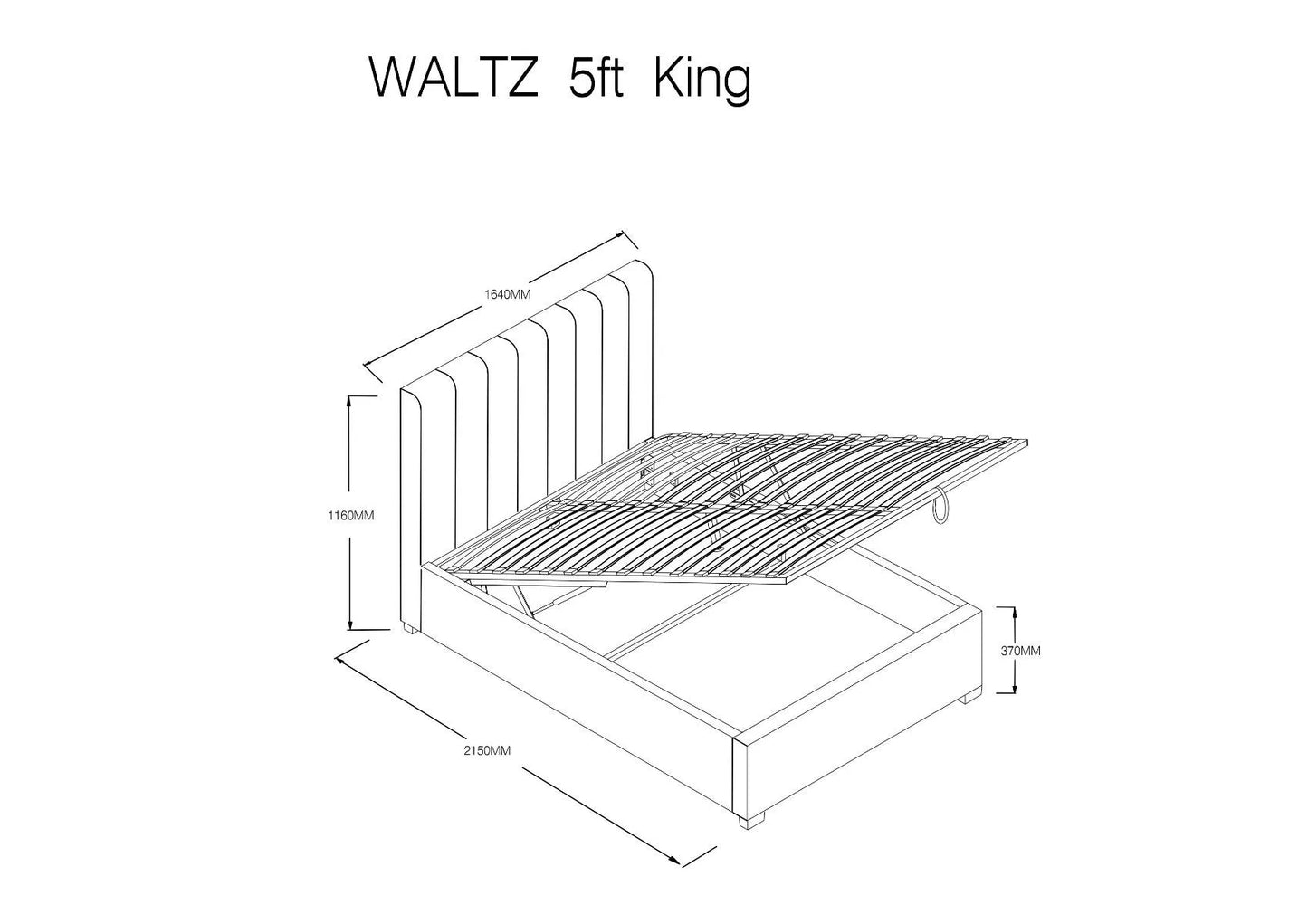 Grey Waltz Fabric Ottoman Bed