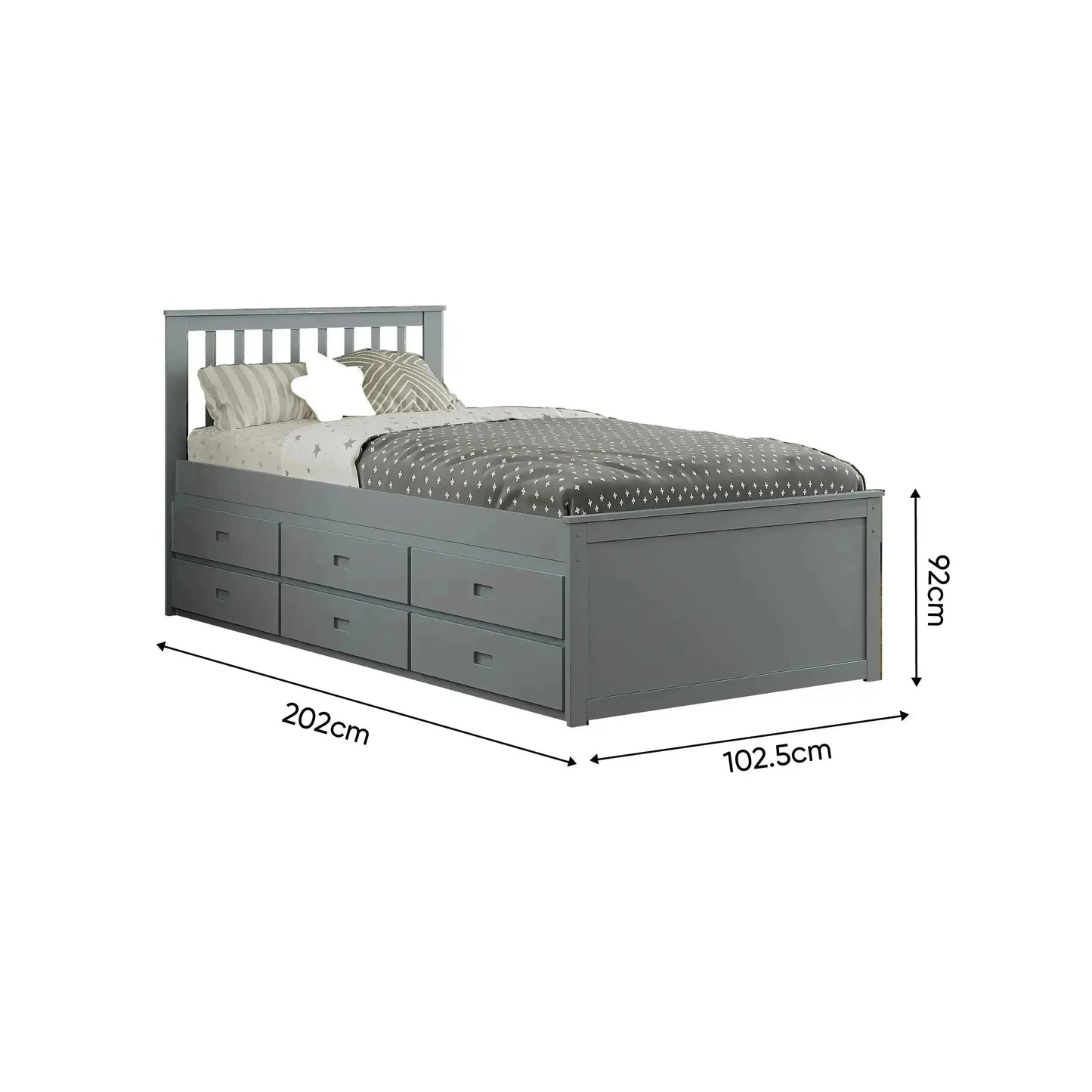 Light Grey Ivy Bed with Underbed & Drawers