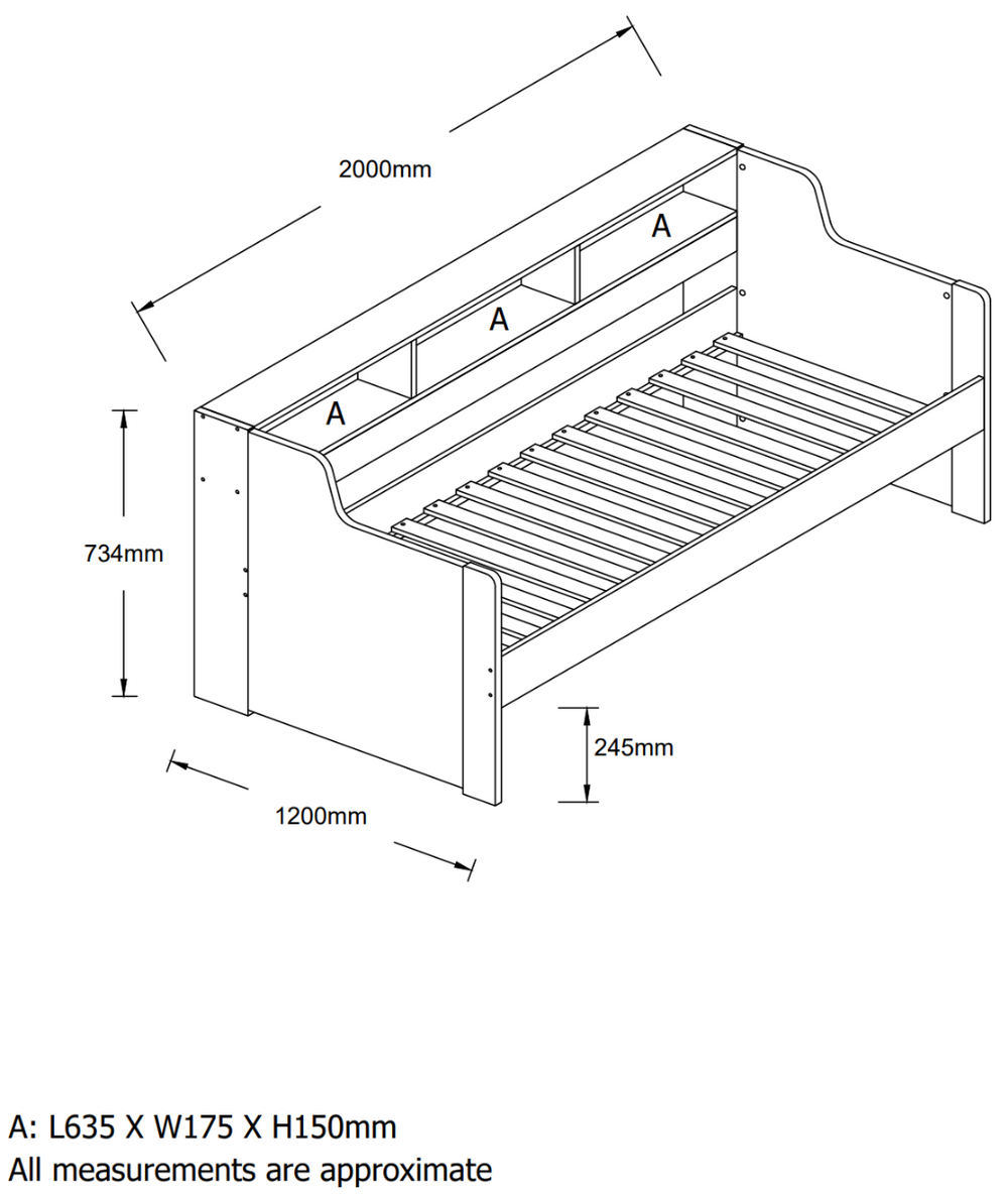Harper Guest Bed with Trundle dimensions
