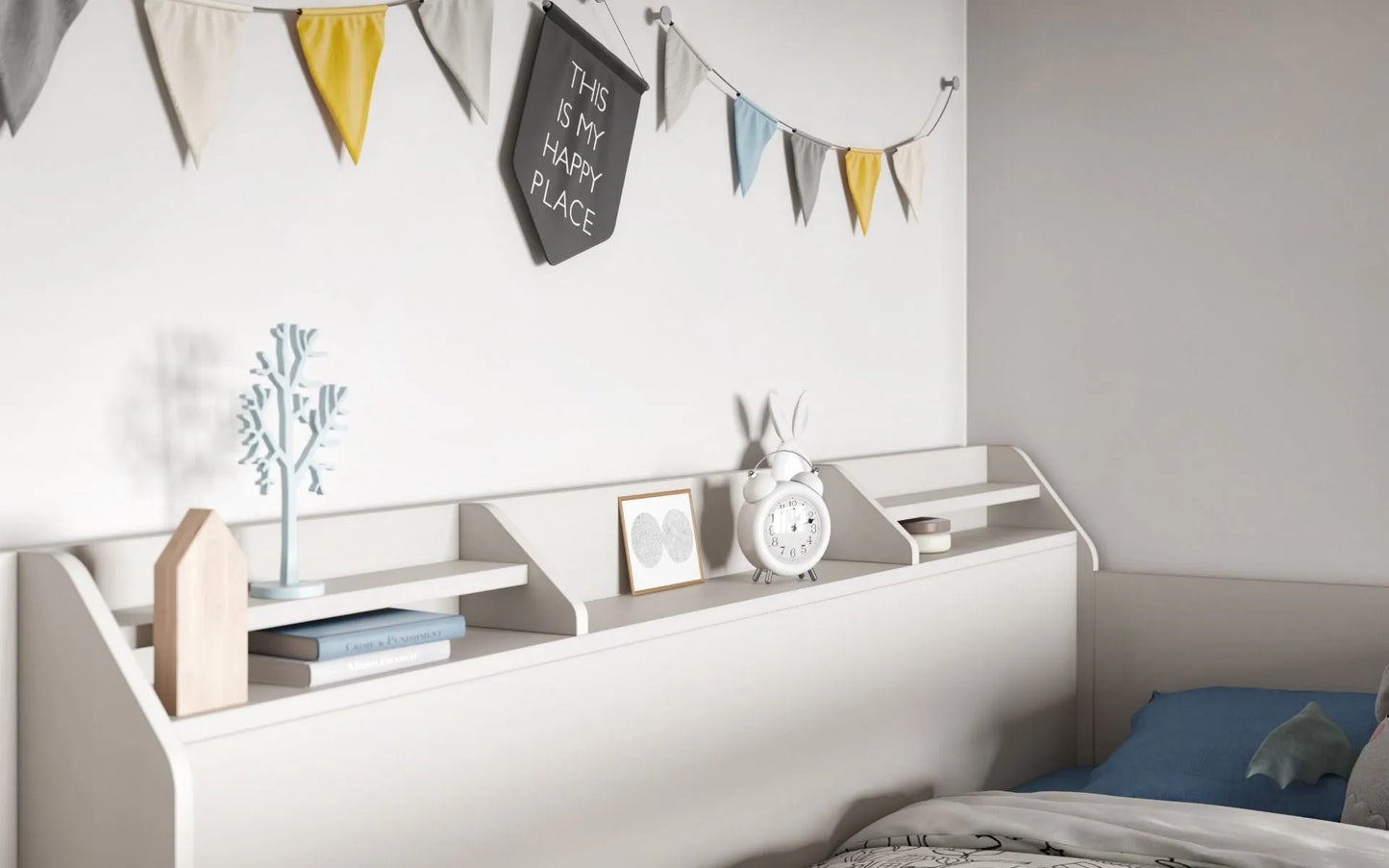 Slick White Staircase Bunk Bed with Storage