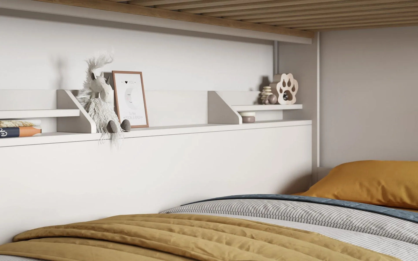 Slick White Staircase Bunk Bed with Storage