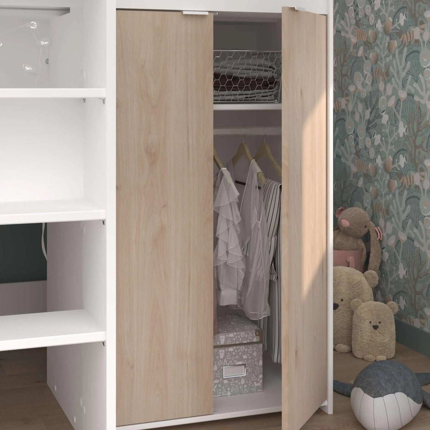 Tom Junior Highsleeper Bed with Wardrobe & Desk