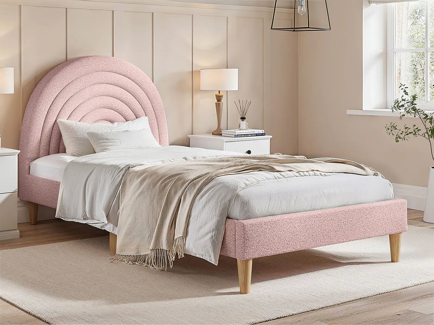 Mila Boucle Fabric Single Bed