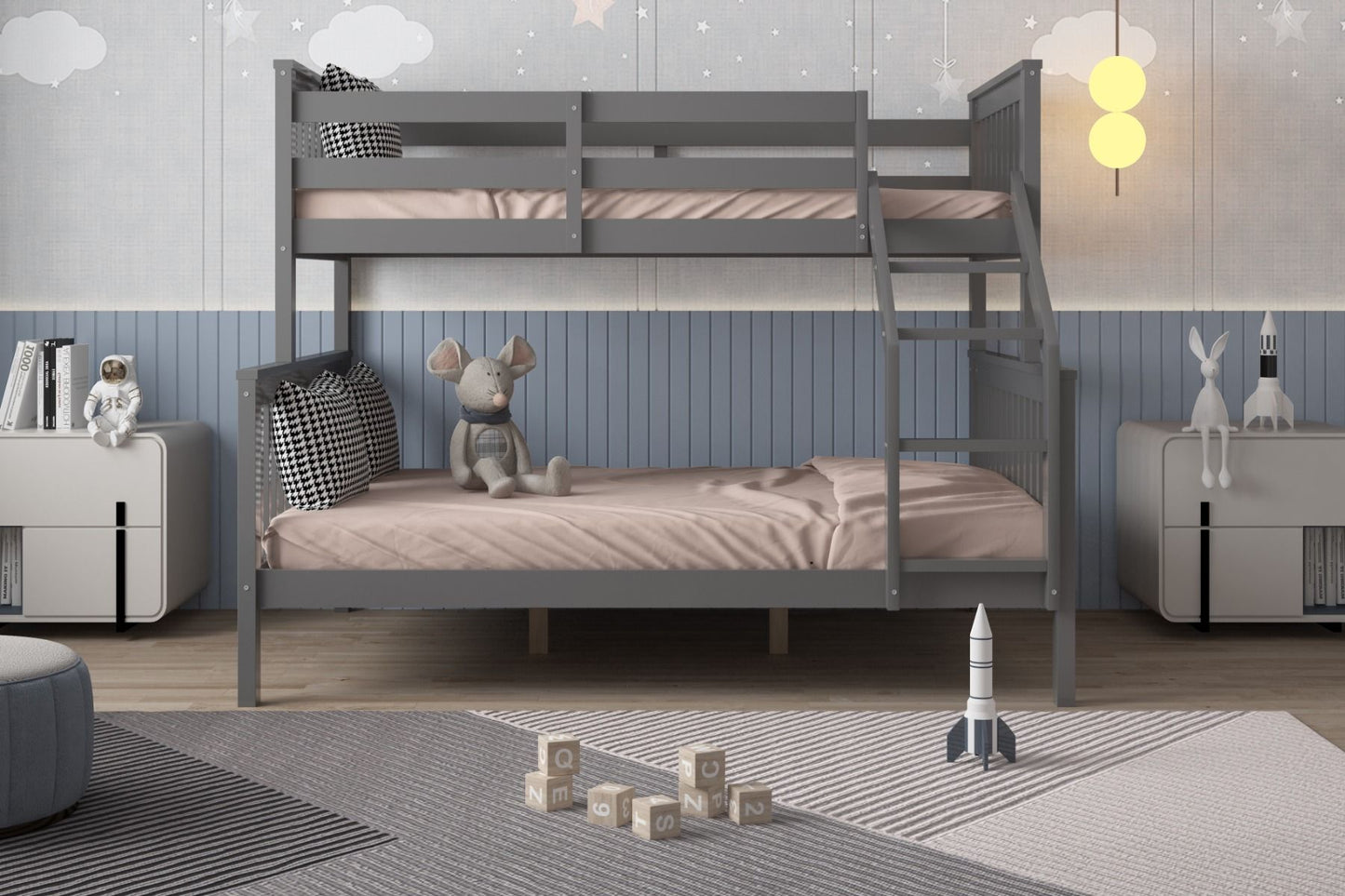 Wooden Zoom Grey Triple Bunk Bed