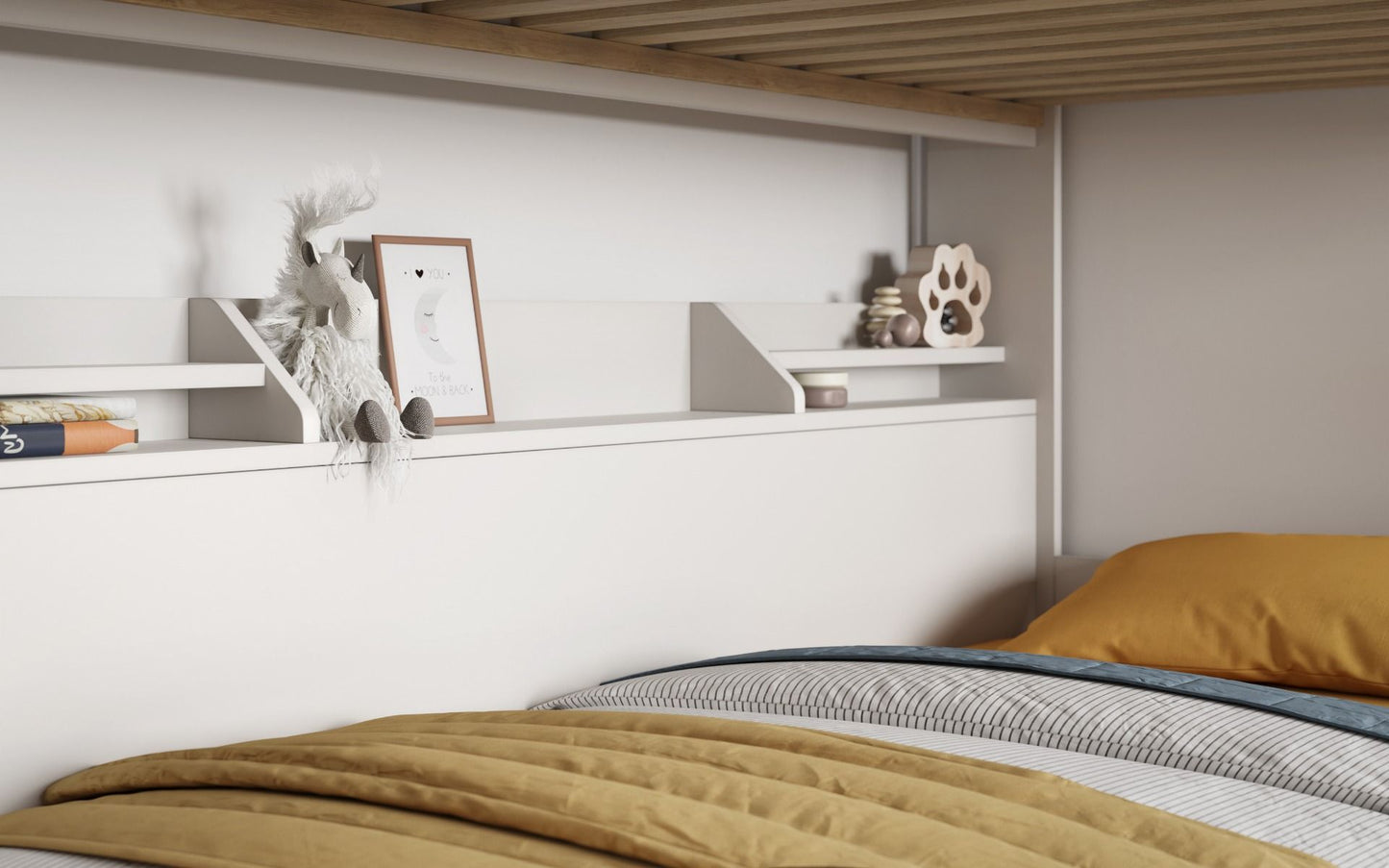 Slick White Staircase Bunk Bed with Storage