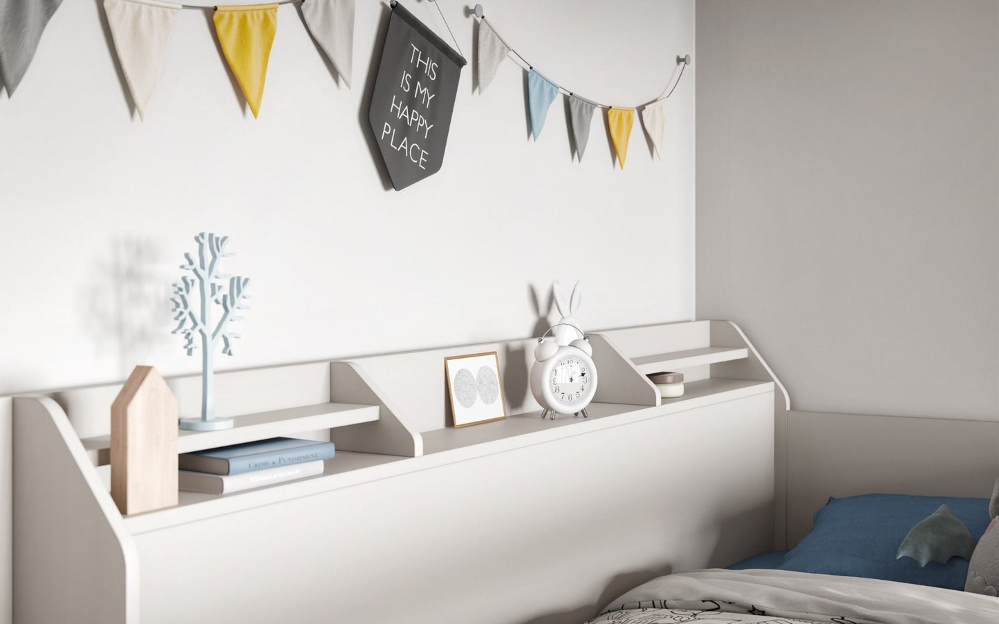Slick White Staircase Bunk Bed with Storage