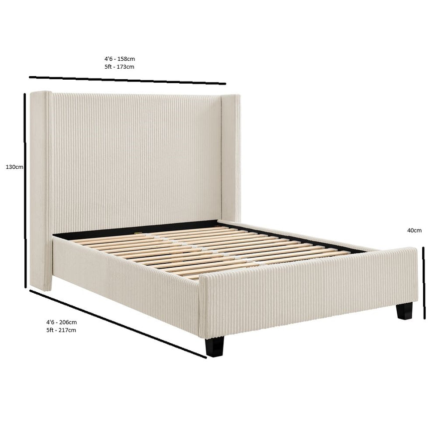 Thirlmere Cord Upholstered Bed Frame dimensions