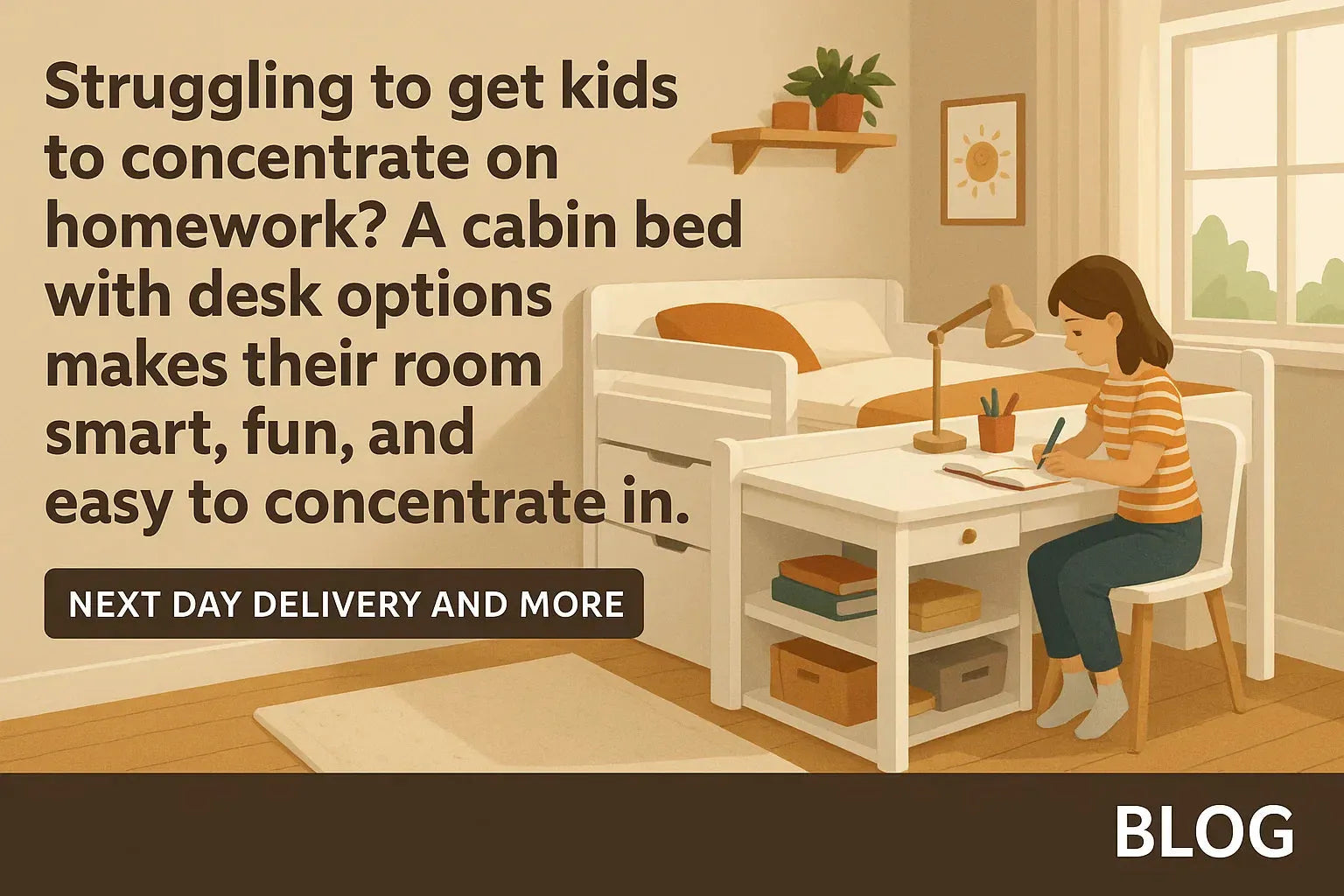 Top Cabin Bed with Desk Ideas for Making Homework Fun