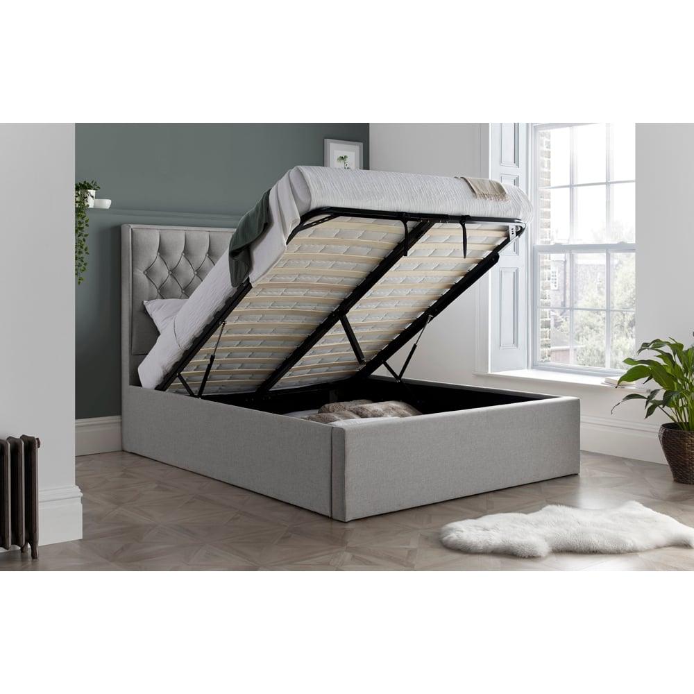 The Wilson Grey Fabric Ottoman Bed - Millie & Jones