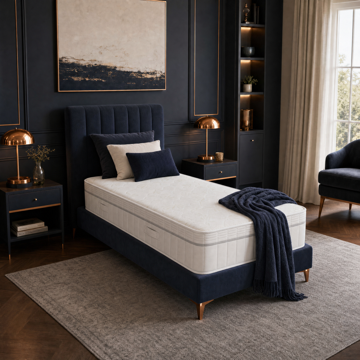 Copper Crest 2000 Pocket Sprung Mattress on a bed in a bedroom