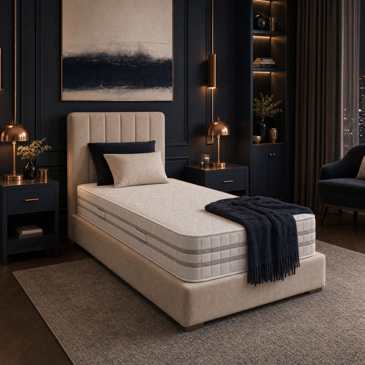 Copper Zenith 4000 Dual Spring Mattress on a bed in a bedroom