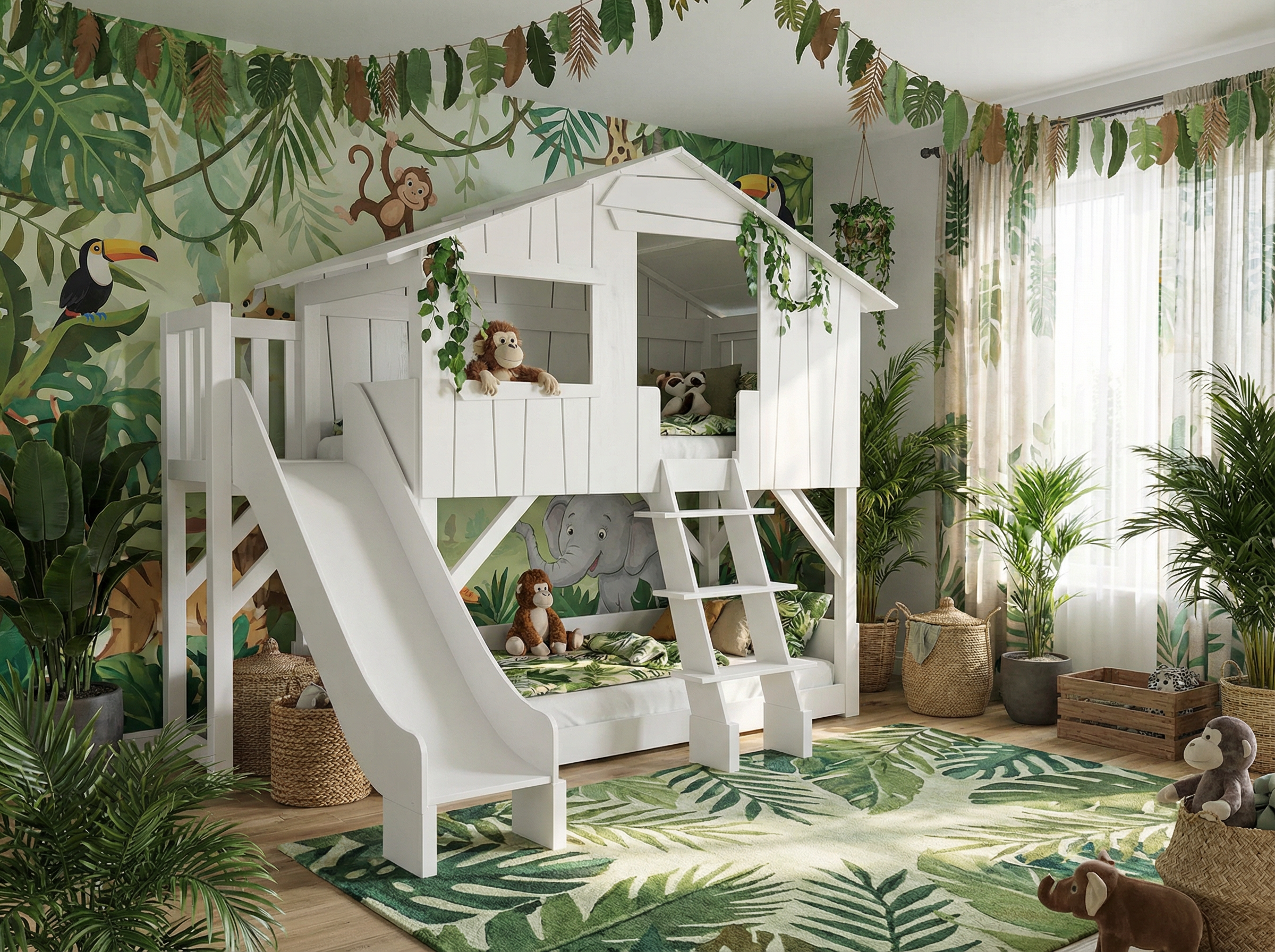 treehouse-bunk-bed-with-platform-and-slide