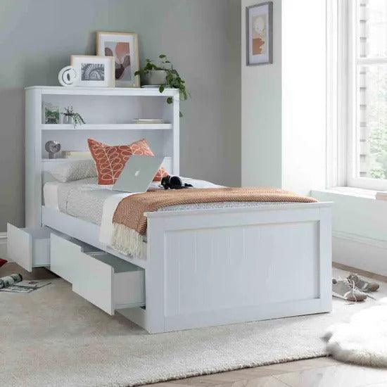 The Enzo White Wooden 3 Drawer Storage Bed - Millie & Jones