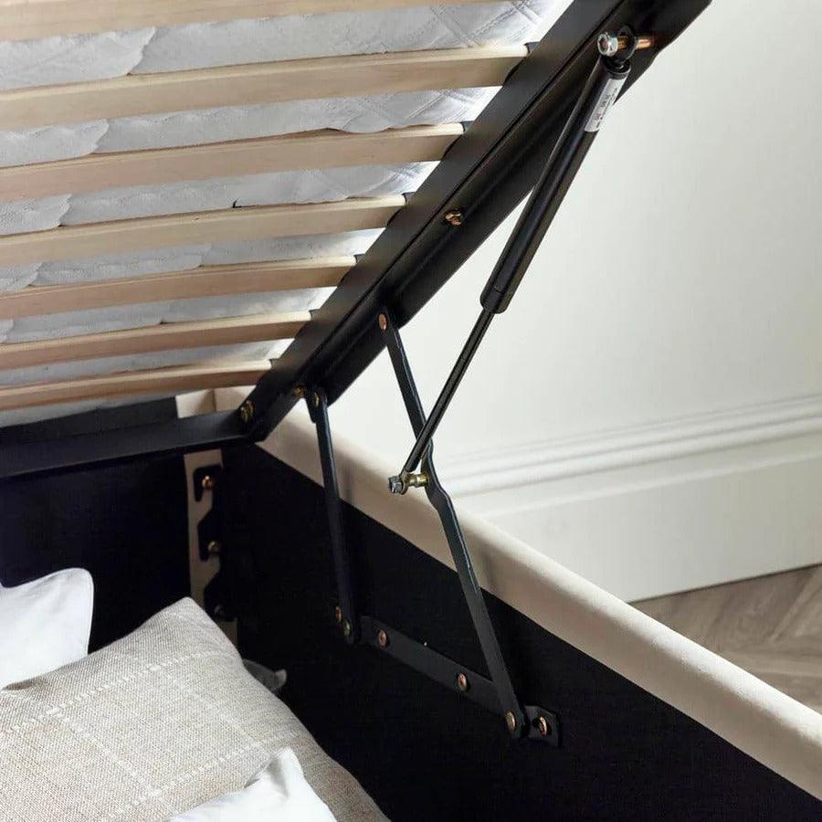 The Warwick Natural Velvet Ottoman Bed - Millie & Jones