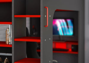 Alderley Gaming High Sleeper with Desk, Sofa Bed & Wardrobe