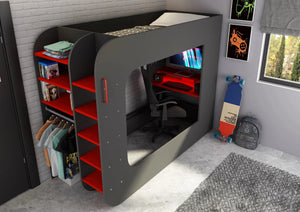 Alderley Gaming High Sleeper with Desk, Sofa Bed & Wardrobe