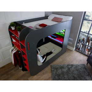 Alderley Gaming High Sleeper with Desk, Sofa Bed & Wardrobe