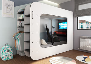 Alderley Gaming High Sleeper with Desk, Sofa Bed & Wardrobe