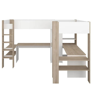 Alexandra L-Shaped Twin High Sleeper with 2 Desks & Wardrobe