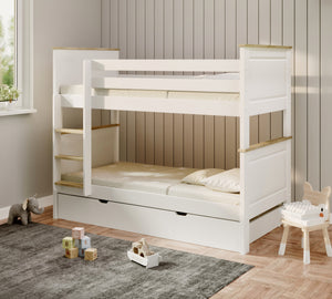 Ashby Solid Pine Detachable Bunk Bed with Trundle