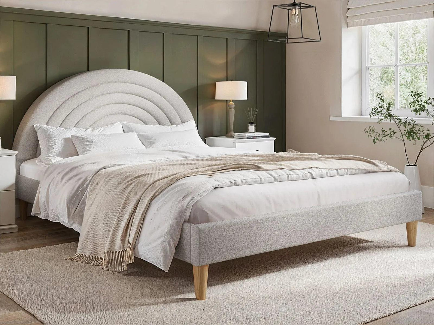Ava Boucle Grey Fabric Double Bed