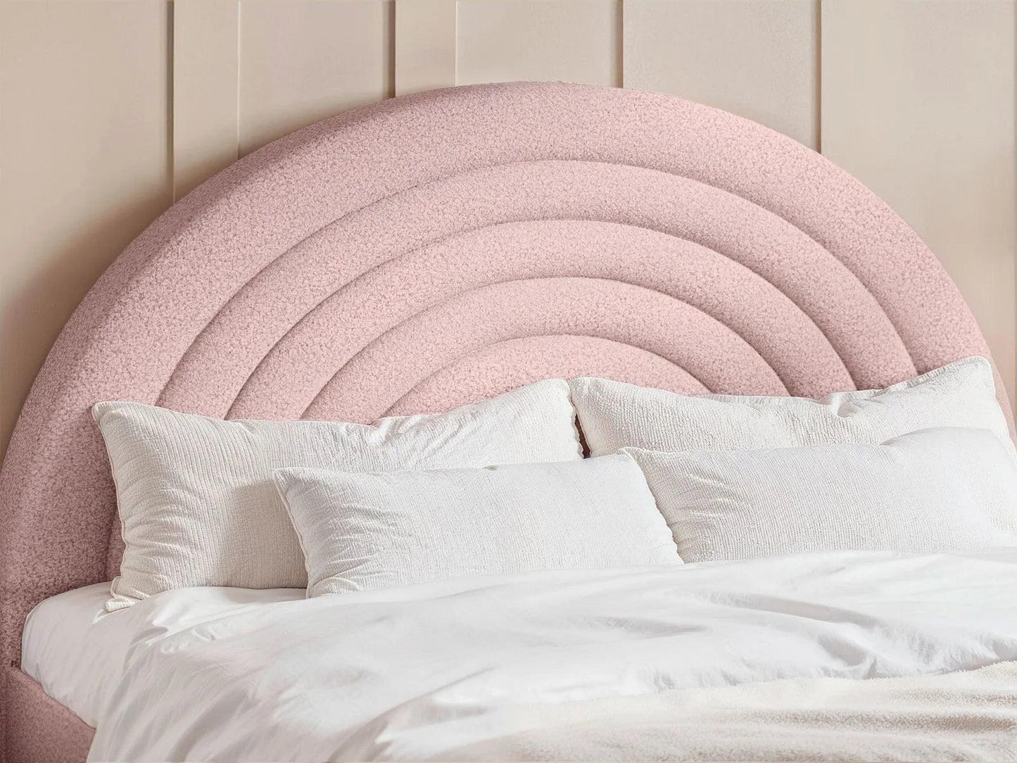Ava Boucle Pink Fabric Double Bed