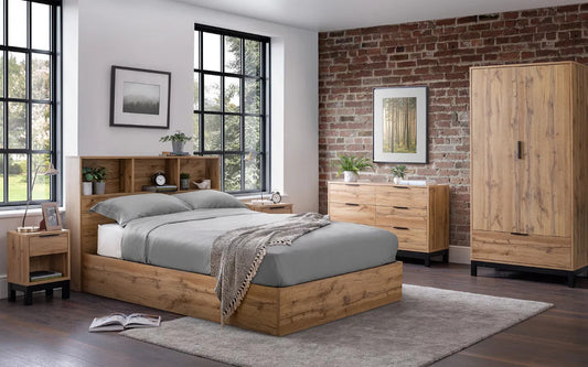 Bali Natural Oak Ottoman Double Bed