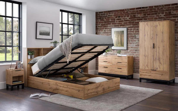 Bali Natural Oak Ottoman Double Bed