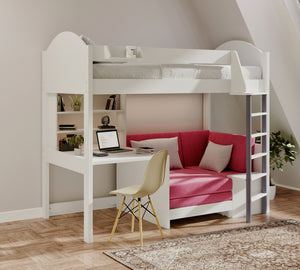 Balmoral High Sleeper with Chair Bed, Desk & Shelves