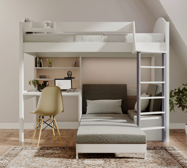 Balmoral High Sleeper with Chair Bed, Desk & Shelves