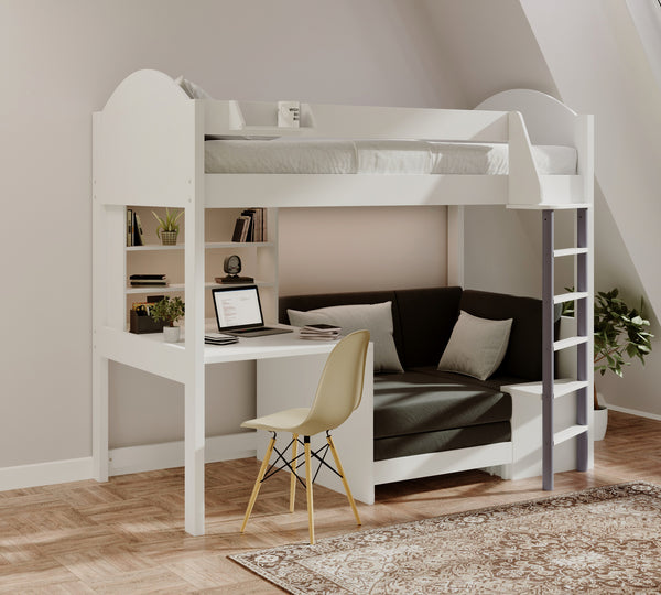 Balmoral High Sleeper with Chair Bed, Desk & Shelves