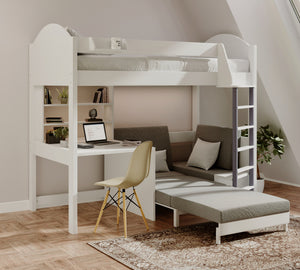 Balmoral High Sleeper with Chair Bed, Desk & Shelves