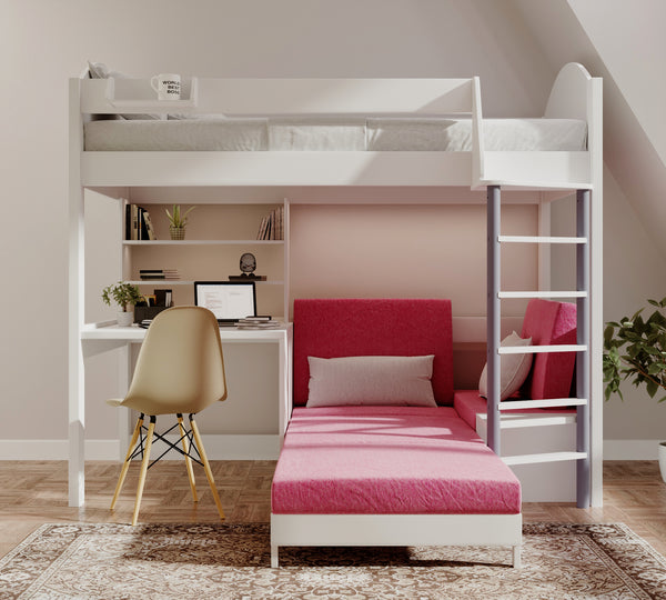Balmoral High Sleeper with Chair Bed, Desk & Shelves