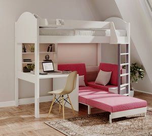 Balmoral High Sleeper with Chair Bed, Desk & Shelves