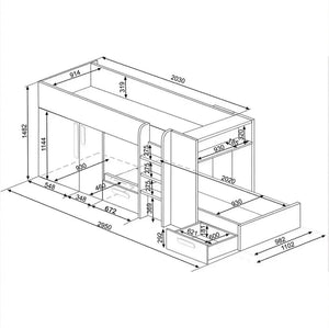 Barca Bunk Beds with Storage, Drawers, Wardrobe & Shelves