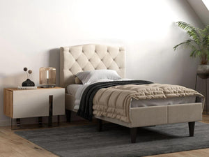 Barkby Linen Fabric Bed Beige