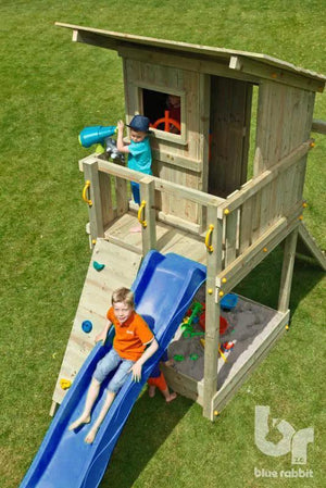 Beach Hut Climbing Frame with Slide, Sandpit & 2x Entries