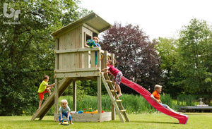 Beach Hut Climbing Frame with Slide, Sandpit & 2x Entries