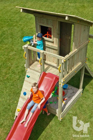 Beach Hut Climbing Frame with Slide, Sandpit & 2x Entries