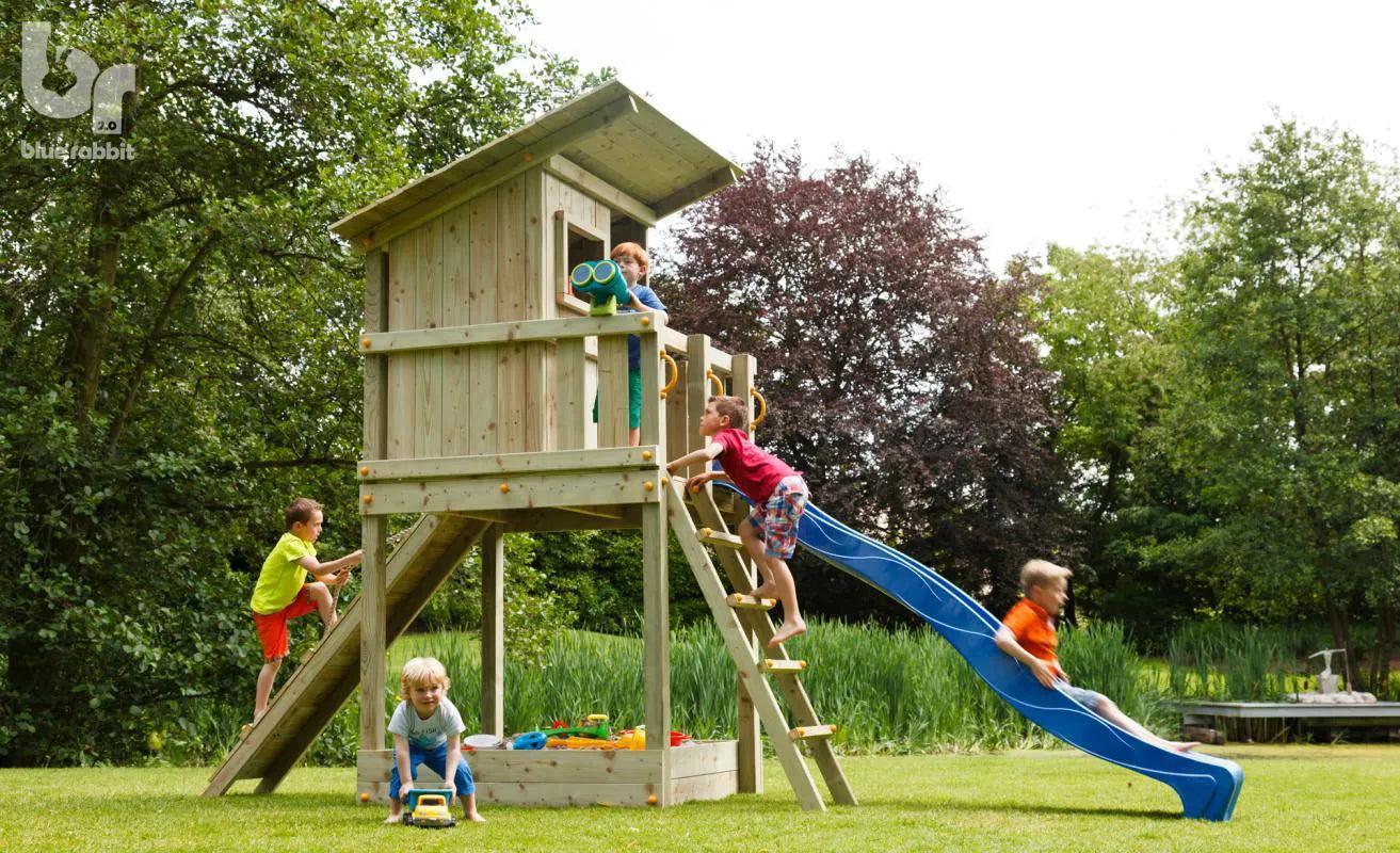 Beach Hut Climbing Frame with Slide, Sandpit & 2x Entries