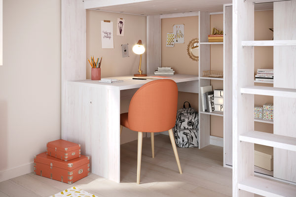 Berkeley High Sleeper with Wardrobe, Desk & Shelving