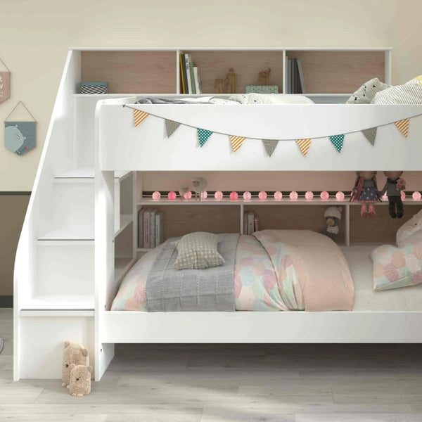 Biblio Bunk Bed with Stairs, Shelves & Optional Trundle Bed
