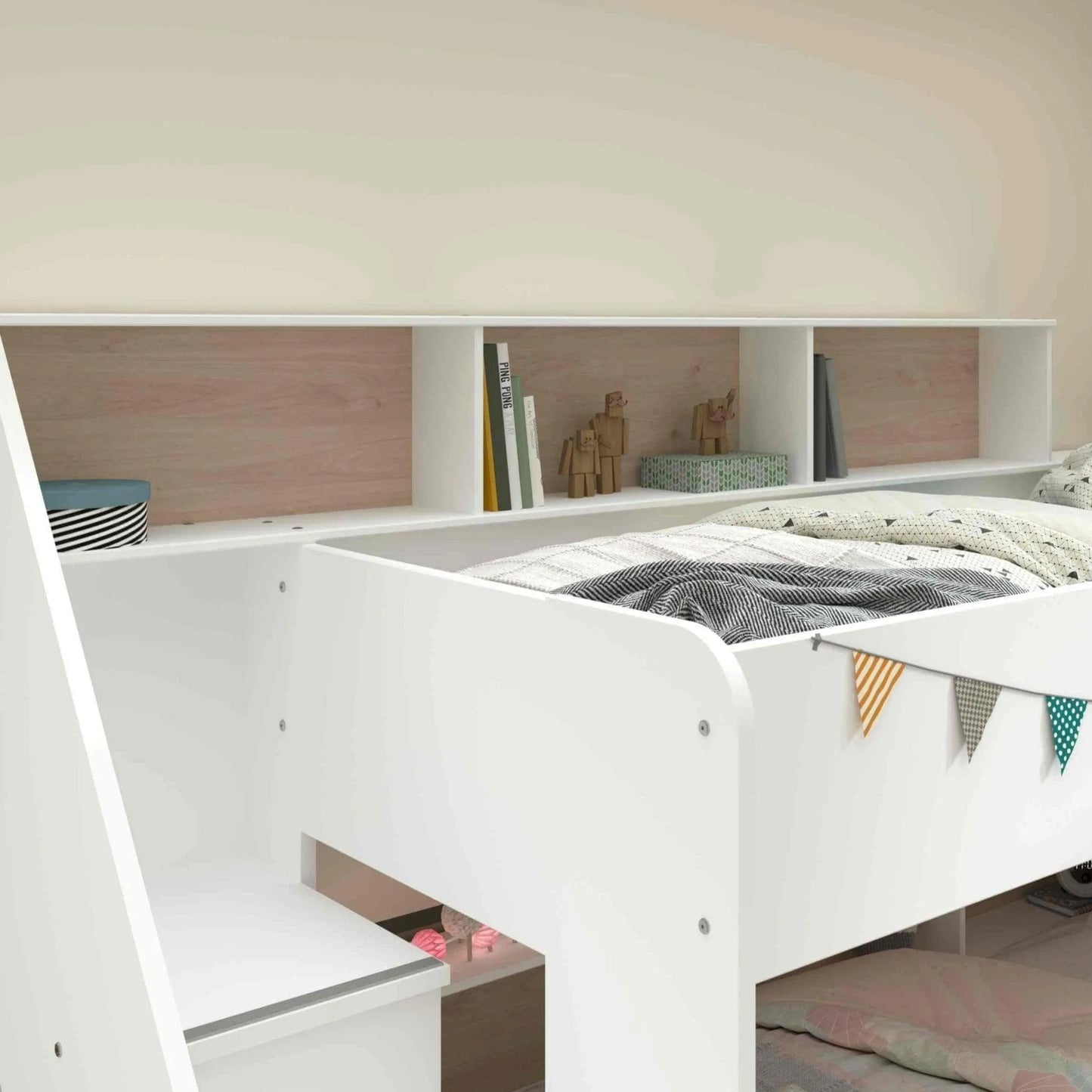 Biblio Bunk Bed with Stairs, Shelves & Optional Trundle Bed