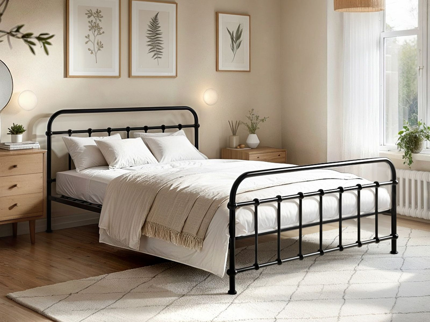 Black Metal Small Double Bed