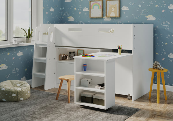 Bramley Mid Sleeper with Desk & Storage