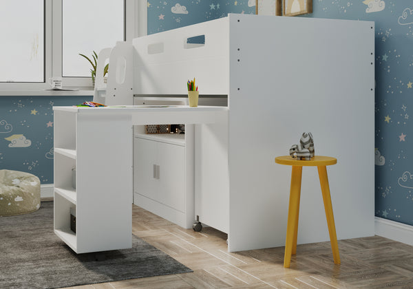 Bramley Mid Sleeper with Desk & Storage